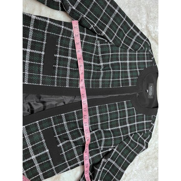 Black Label By Evan-Picone Womens Plaid Open-Front Jacket Black/Green women size - Picture 4 of 6